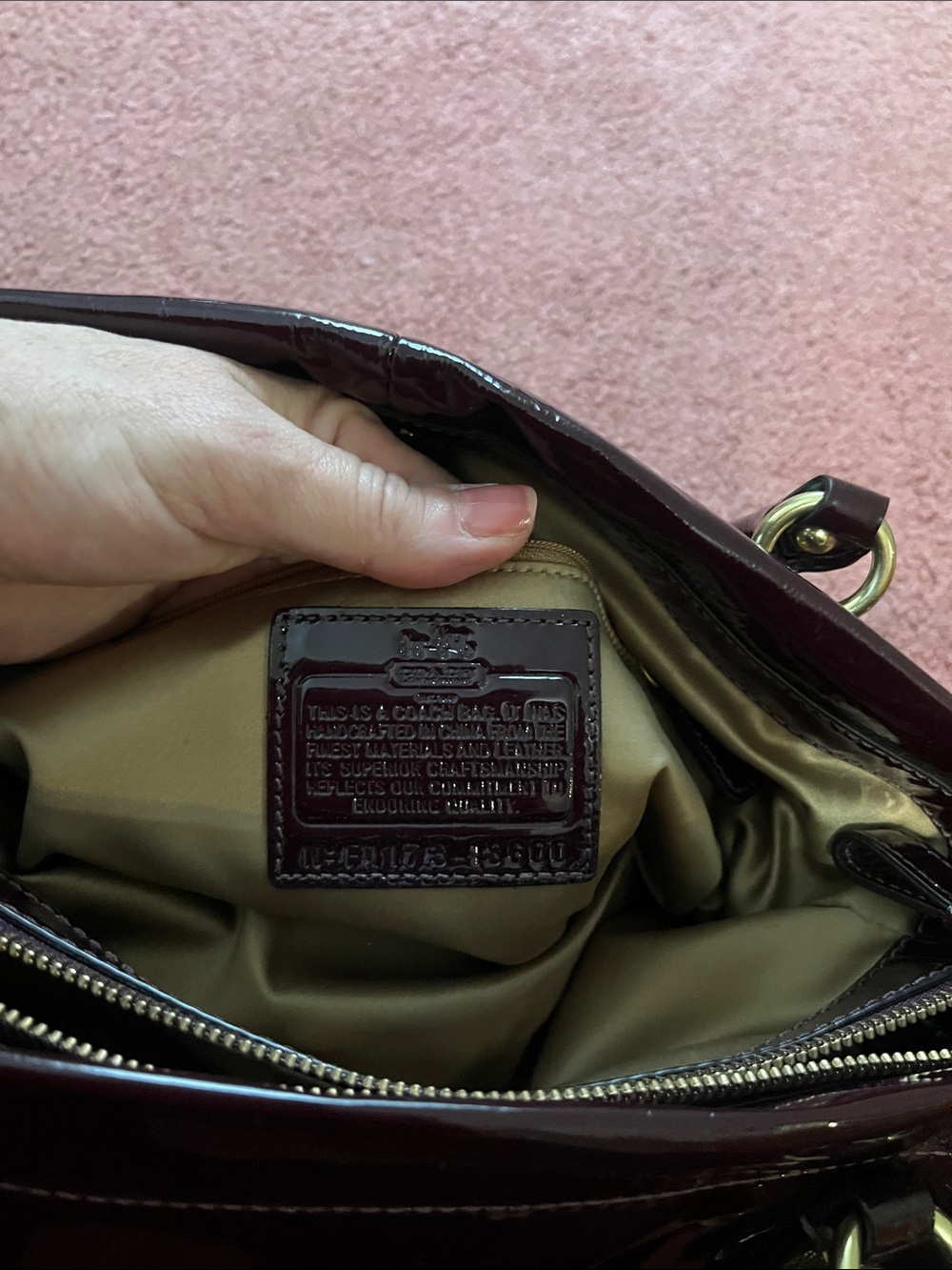Coach Glossy Patent Leather Satchel in Deep Wine - Picture 6 of 10